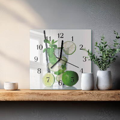 Quadratische wanduhr Limette und Minze