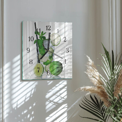 Quadratische wanduhr Limette und Minze