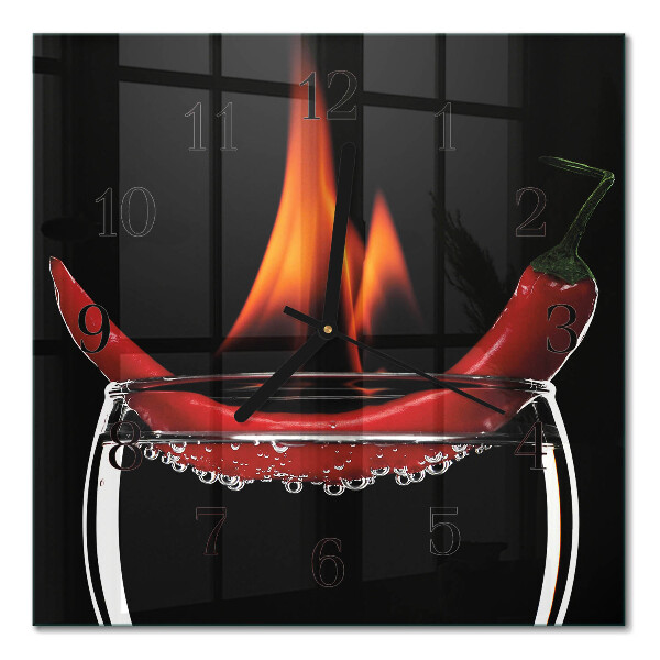 Quadratische wanduhr modern Scharfe Chili