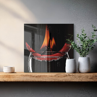 Quadratische wanduhr modern Scharfe Chili