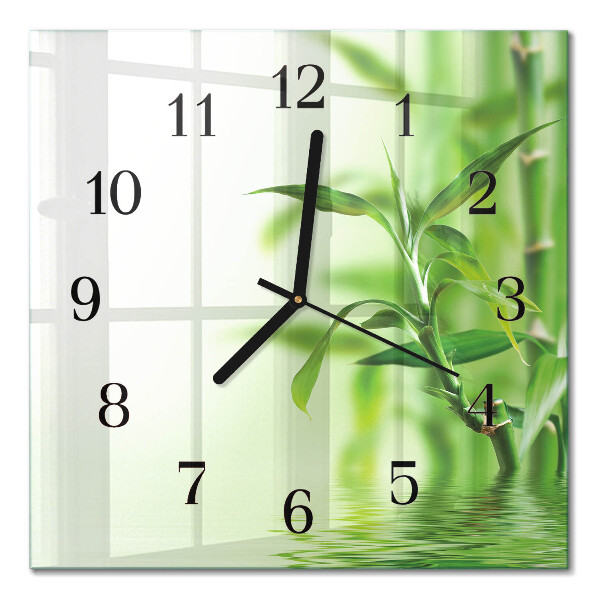 Quadratische wanduhr Bambus