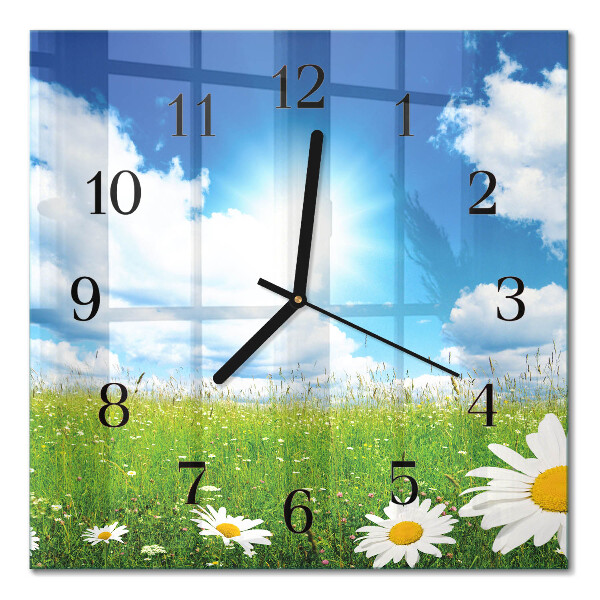 Wanduhr mit motiv quadratisch Wiesenblumen