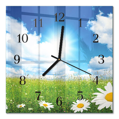 Wanduhr mit motiv quadratisch Wiesenblumen