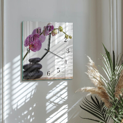 Quadratische wanduhr modern Orchidee
