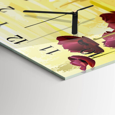 Quadratische wanduhr Mohnblumen