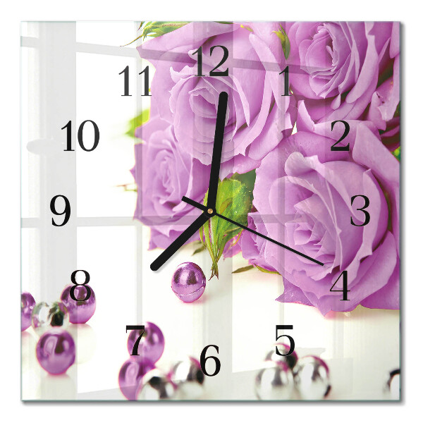 Wanduhr mit motiv quadratisch Rosen