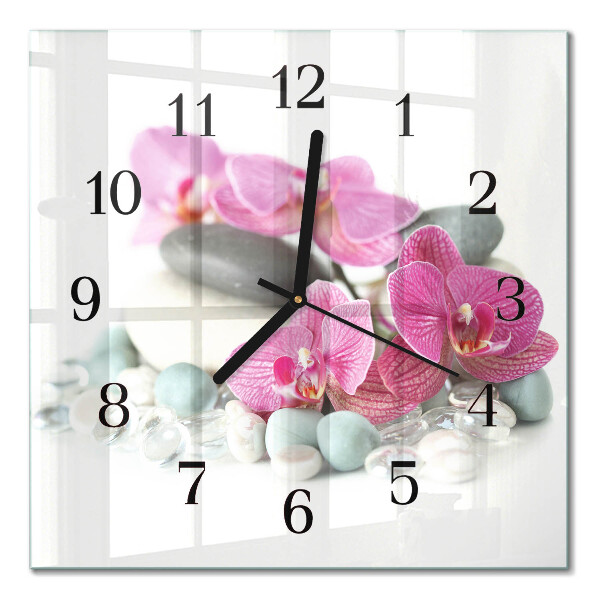 Quadratische wanduhr modern Orchideen