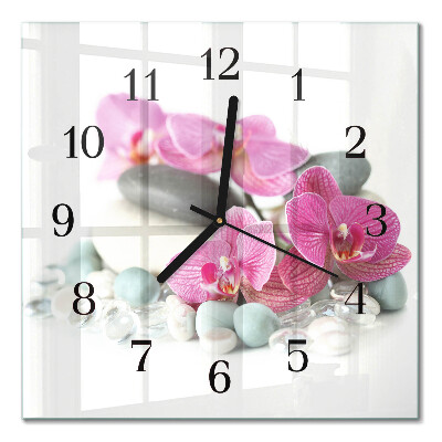 Quadratische wanduhr modern Orchideen