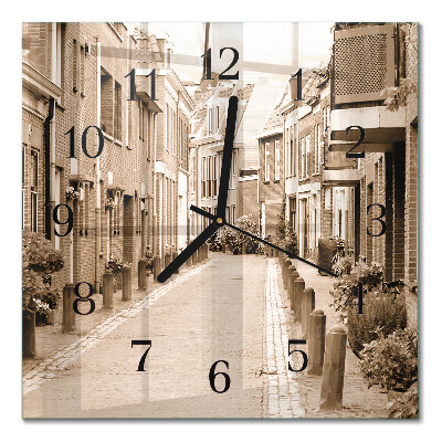 Moderne wanduhr quadratisch Sepia Alley
