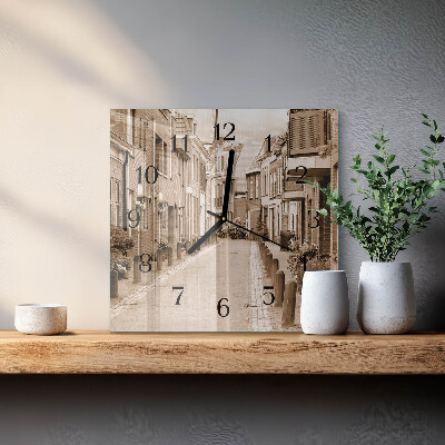 Moderne wanduhr quadratisch Sepia Alley