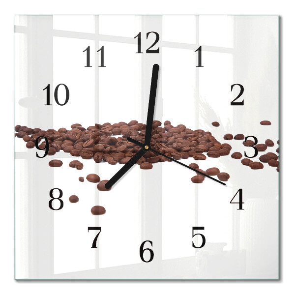 Quadratische wanduhr Kaffeebohnen