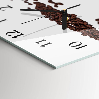 Quadratische wanduhr Kaffeebohnen