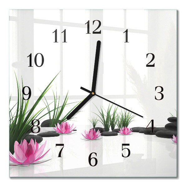 Quadratische wanduhr Lotosblume