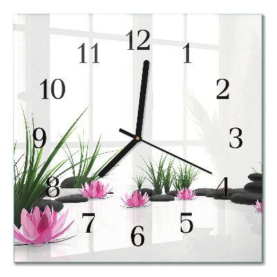 Quadratische wanduhr Lotosblume