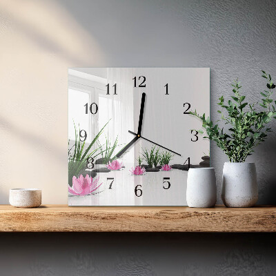 Quadratische wanduhr Lotosblume