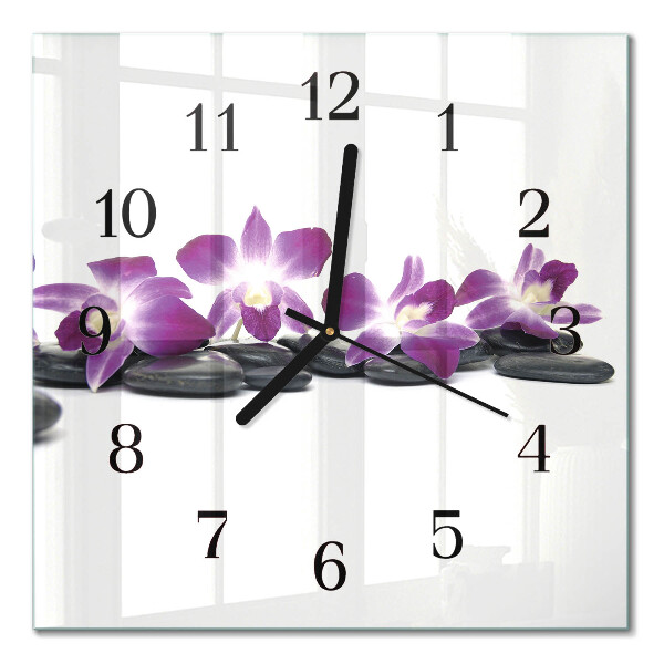 Quadratische wanduhr modern Orchidee