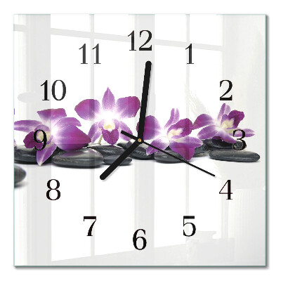 Quadratische wanduhr modern Orchidee