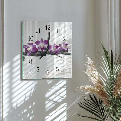 Quadratische wanduhr modern Orchidee