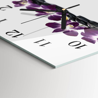 Quadratische wanduhr modern Orchidee
