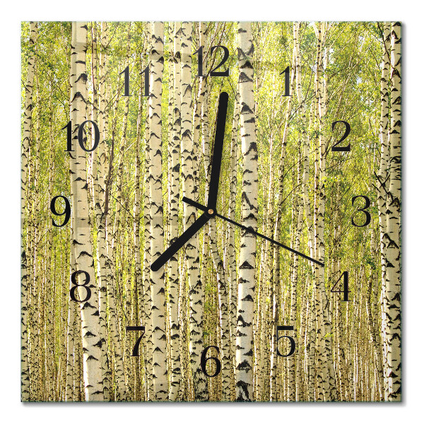Quadratische wanduhr modern Birkenwald