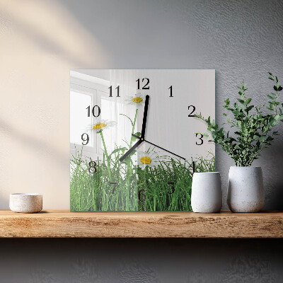 Wanduhr mit motiv quadratisch Gänseblümchen