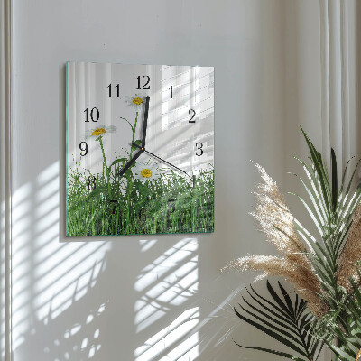 Wanduhr mit motiv quadratisch Gänseblümchen