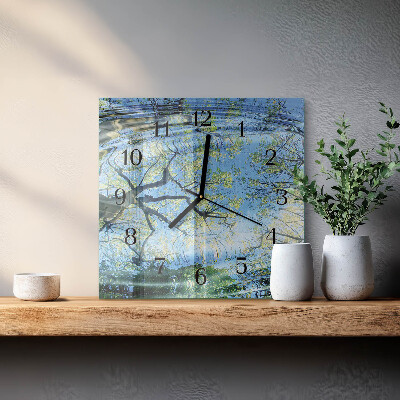 Moderne wanduhr quadratisch Bäume, Wasser