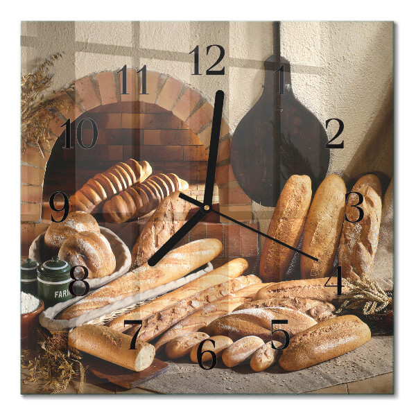 Quadratische wanduhr Brot