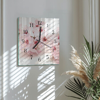 Quadratische wanduhr Blumen
