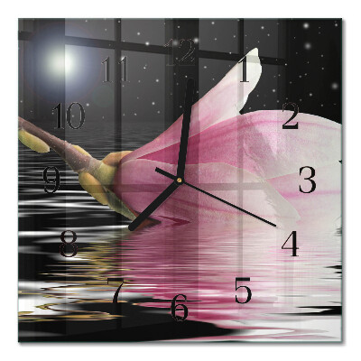 Wanduhr mit motiv quadratisch Magnolienblüte