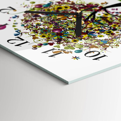 Quadratische wanduhr modern Bunter Baum