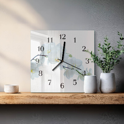 Quadratische wanduhr Orchidee