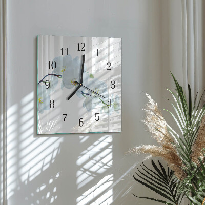 Quadratische wanduhr Orchidee