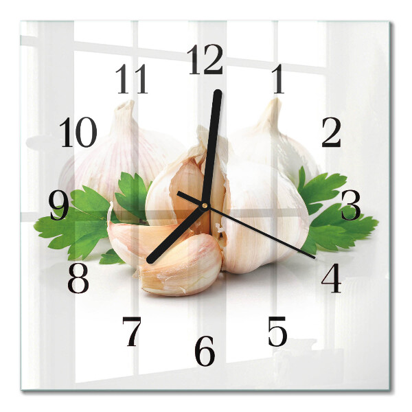 Quadratische wanduhr Knoblauch