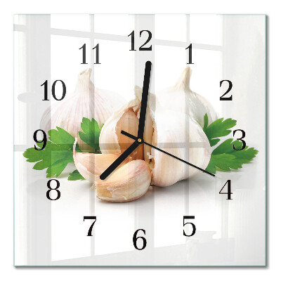 Quadratische wanduhr Knoblauch
