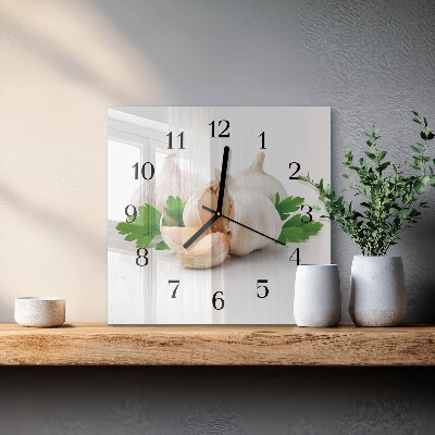 Quadratische wanduhr Knoblauch