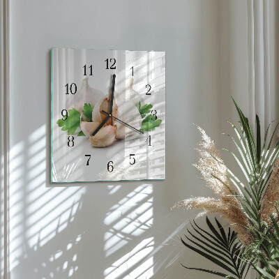 Quadratische wanduhr Knoblauch