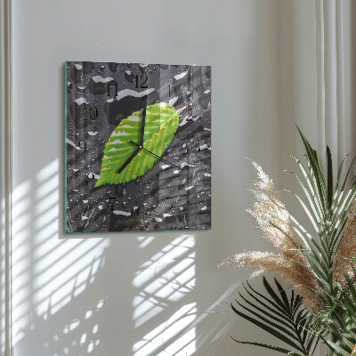 Glasuhr quadratisch Blatt