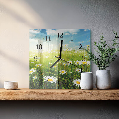 Quadratische wanduhr modern Gänseblümchen