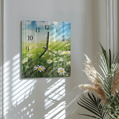 Quadratische wanduhr modern Gänseblümchen
