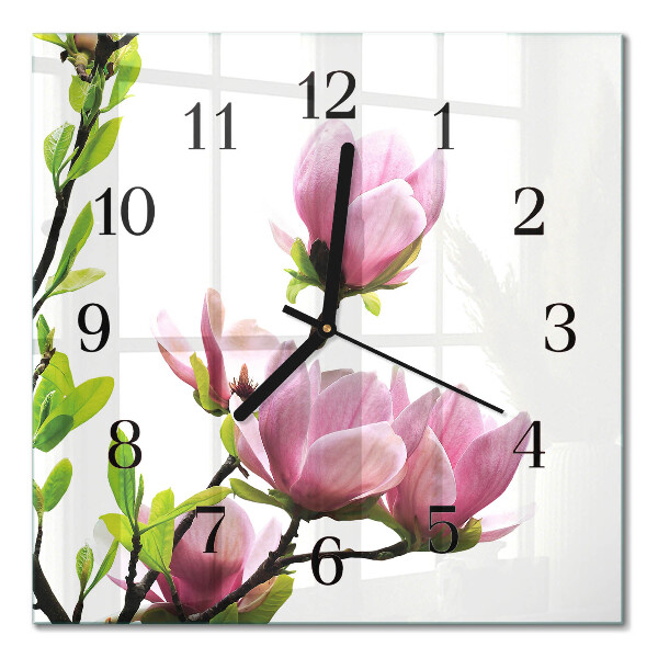 Wanduhr mit motiv quadratisch Magnolienblüte