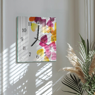 Quadratische wanduhr modern Bunte Herzen