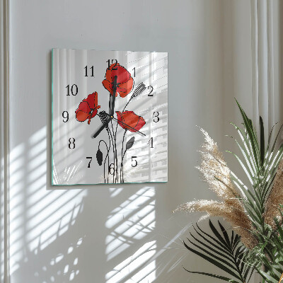 Wanduhr mit motiv quadratisch Mohn