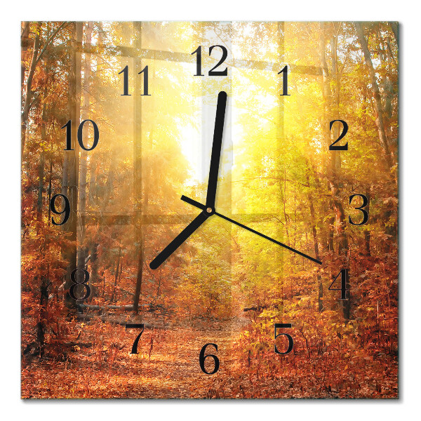 Moderne wanduhr quadratisch Herbstwald