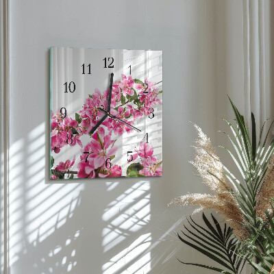 Wanduhr mit motiv quadratisch Blumen