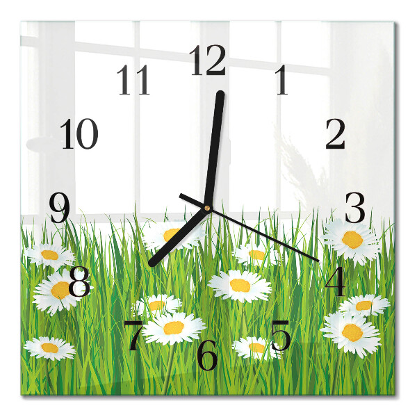 Quadratische wanduhr Gänseblümchen