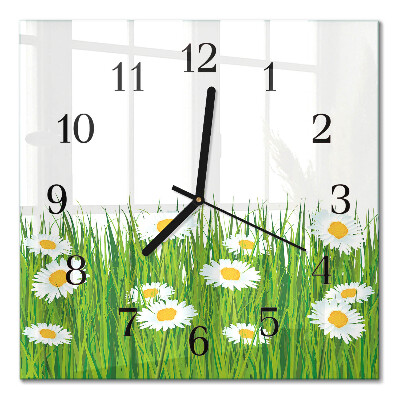 Quadratische wanduhr Gänseblümchen