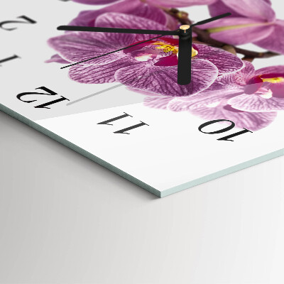 Quadratische wanduhr Orchideen