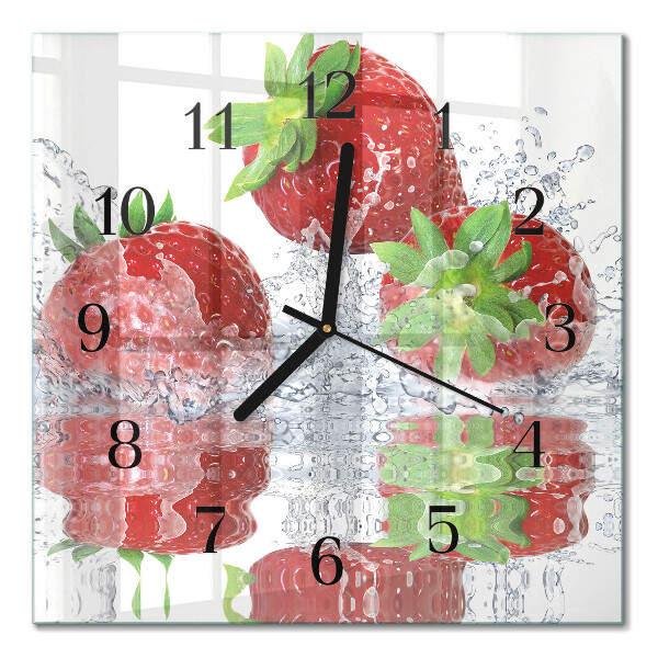 Moderne wanduhr quadratisch Erdbeeren
