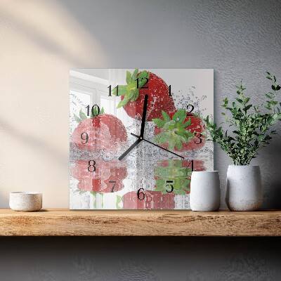 Moderne wanduhr quadratisch Erdbeeren